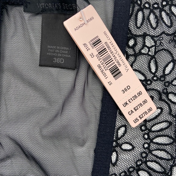 NWT Victoria’s Secret Designer Collection Black Lace Bra - Size 36D - Picture 6 of 6